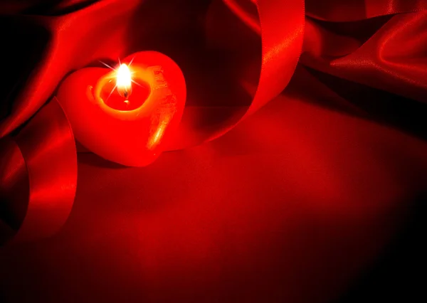 Valentin szív gyertya-piros selyem határőrizeti design Stock Kép