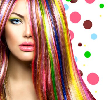renkli saç ve makyaj. Güzellik moda model kız