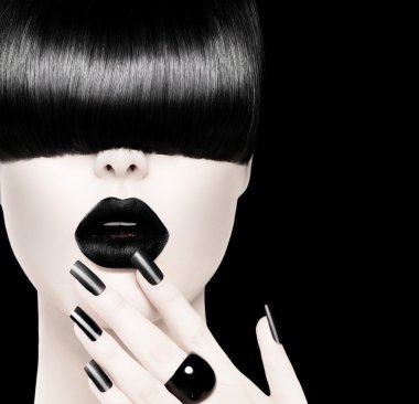 yüksek moda siyah beyaz model kız portre