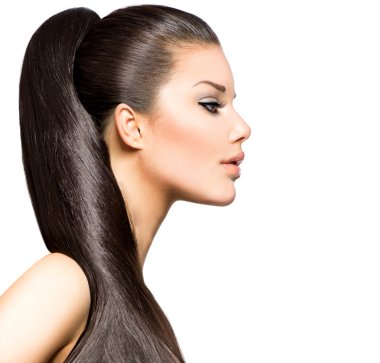 at kuyruğu saç modeli. Güzellik esmer moda model kız
