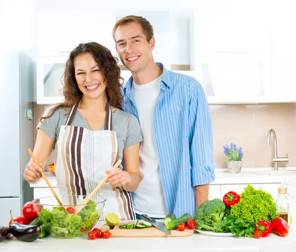 Happy Couple Cooking Together. Dieting. Healthy Food Stock Picture