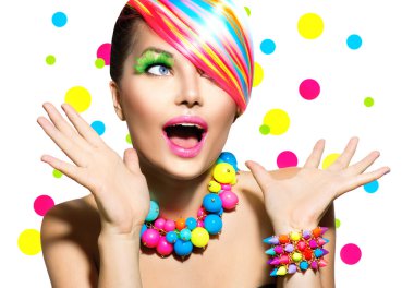 Beauty Portrait with Colorful Makeup clipart