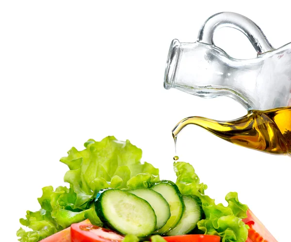 Ensalada de verduras con aceite de oliva —  Fotos de Stock