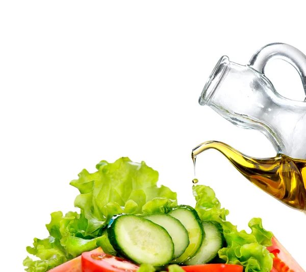 Ensalada de verduras con aceite de oliva —  Fotos de Stock