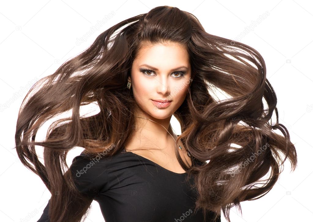 Model with Long Blowing Hair