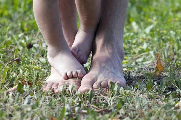 Voeten op een gras — Stockfoto