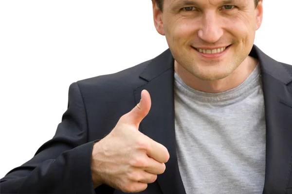Business man shows thumb up — Stock Photo, Image