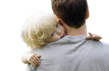 sarışın bebek baba üzerinde dinlenme