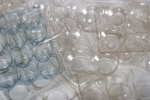 Cajas transparentes vacías de chocolates y formas de zephyr backgr —  Fotos de Stock