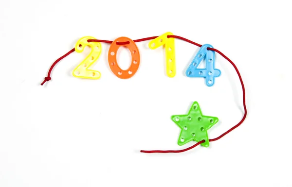 2014 from plastic figures on a string — Stock Photo, Image