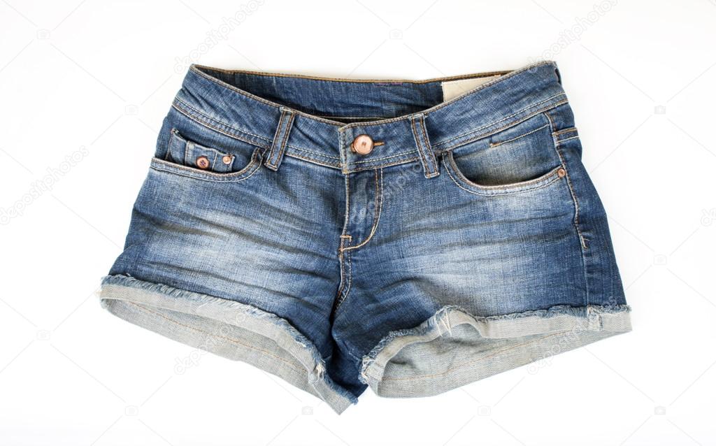 women jeans shorts isolated on white background