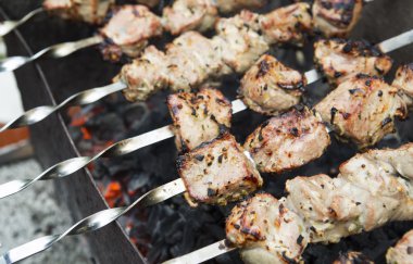 bir şiş üzerinde kızarmış et