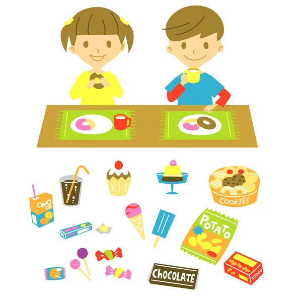 Kids,have a snack — Stock Vector