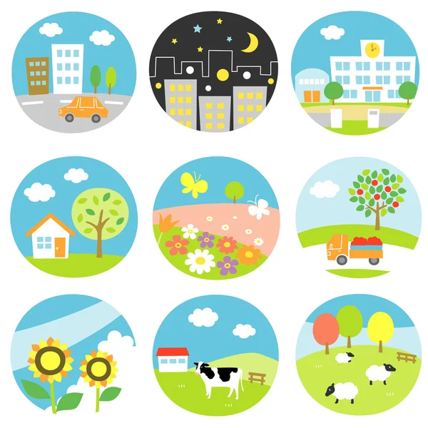 Scenic icons — Stock Vector