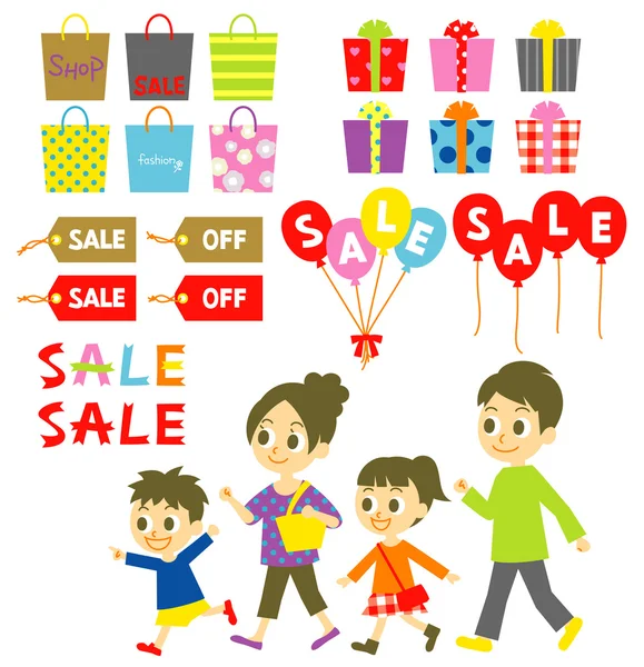 FAMILY go shopping, set — Stock Vector