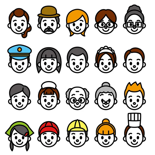 Faces set, occupational category — Stock Vector