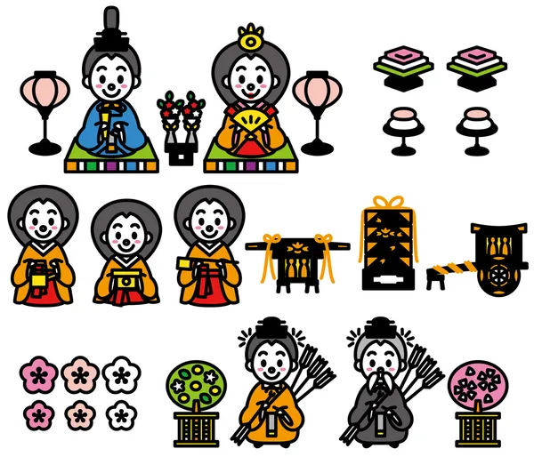 Hinamatsuri, Festivalul Păpușilor din Japonia — Vector de stoc