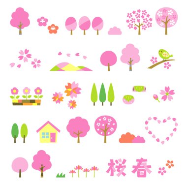 Sakura ağaçlar set