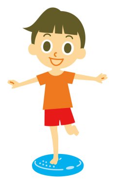 Denge yastığında duran kız, illüstrasyon