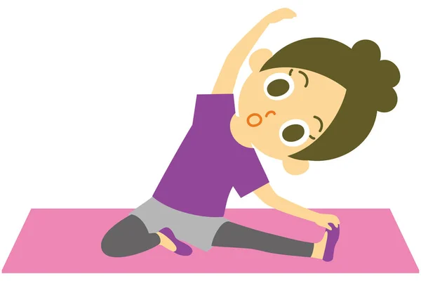Jonge Vrouw Stretching Een Yoga Mat Illustratie — Stockfoto
