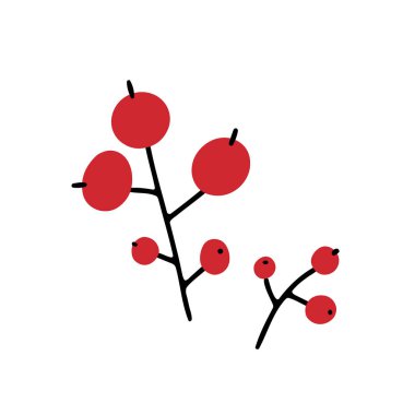 Vector stock illustration with red currants, cartoon style. Berries, summer mood. Isolated on white background. 