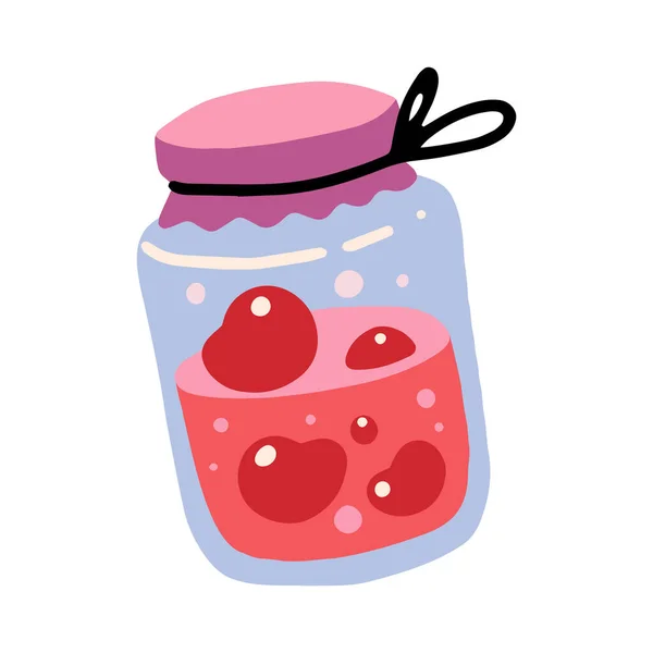 Jar Compote Homemade Jam Canned Berries Fruits Isolated White Background — Archivo Imágenes Vectoriales