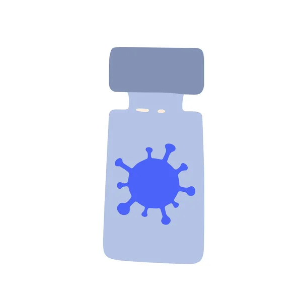 Covid Coronavirus Vaccine Vaccine Vial Treatment Coronavirus Covid Isolated Flat — Stock Vector