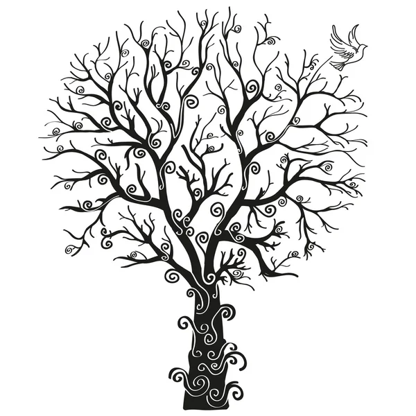 Black tree on the white background — Stockvector