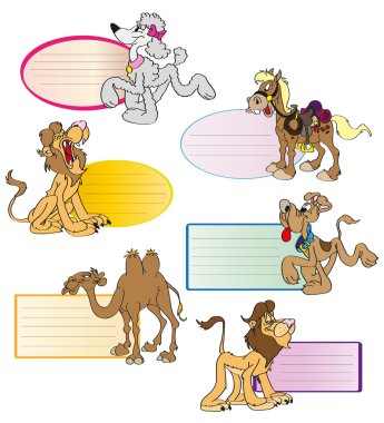 Animals holding empty banner clipart