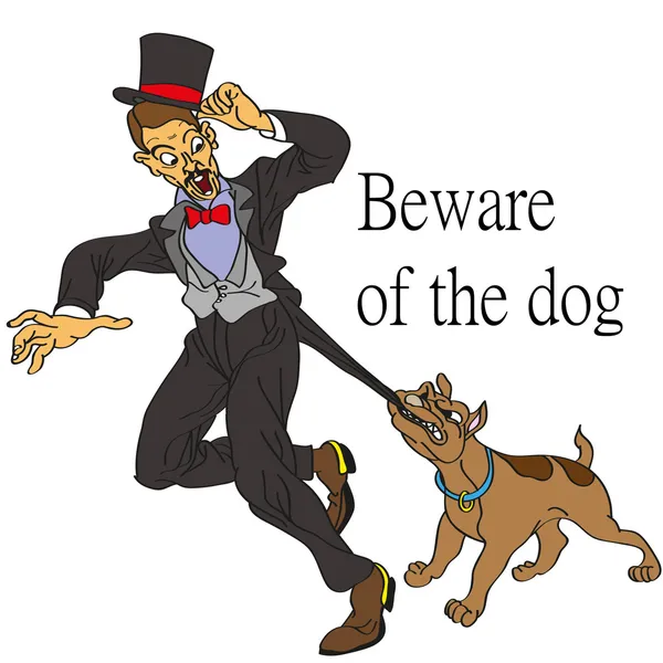 Beware Of The Dog Sign Shows Protection and Warning — стоковый вектор