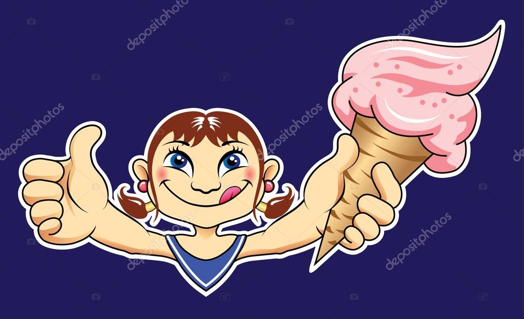 Cartoon character vector with ice cream. Use for cutting sticker design or any design you want.