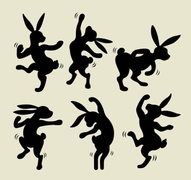 Dancing rabbit silhouette vector clipart