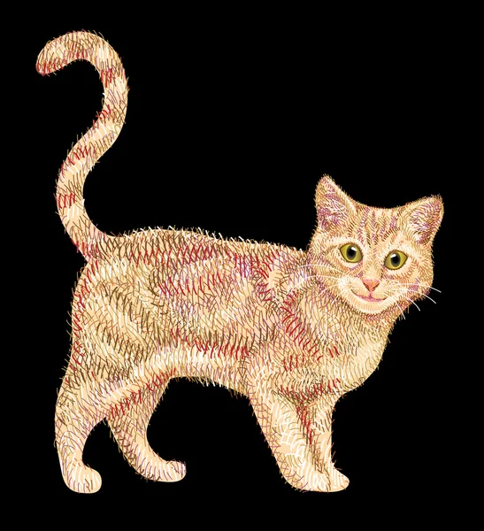 Drăguț vector de desen artistic pisică — Vector de stoc