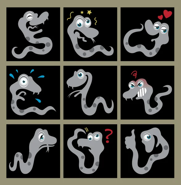 Iconos de dibujos animados de serpiente — Archivo Imágenes Vectoriales