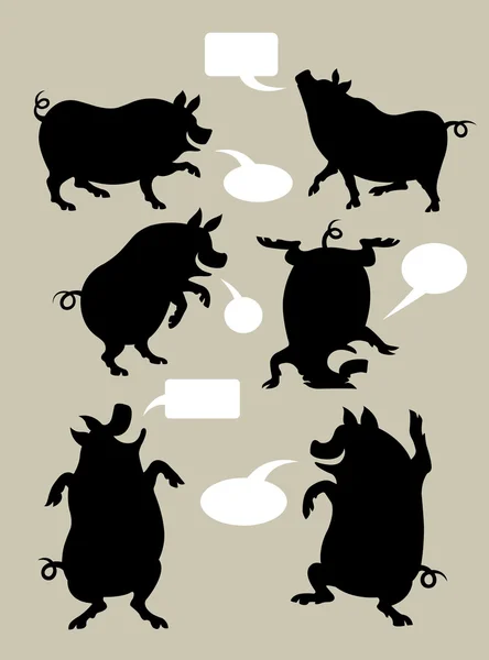 Pig Dancing Silhouette — Vettoriale Stock