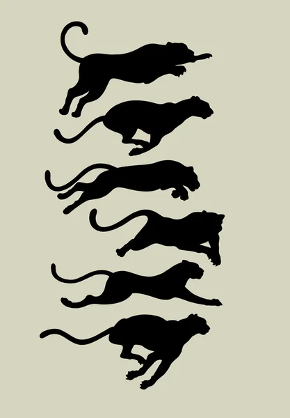 Leopard Running Silhouettes — Stock Vector