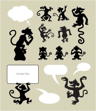 Monkey Silhouette Symbols