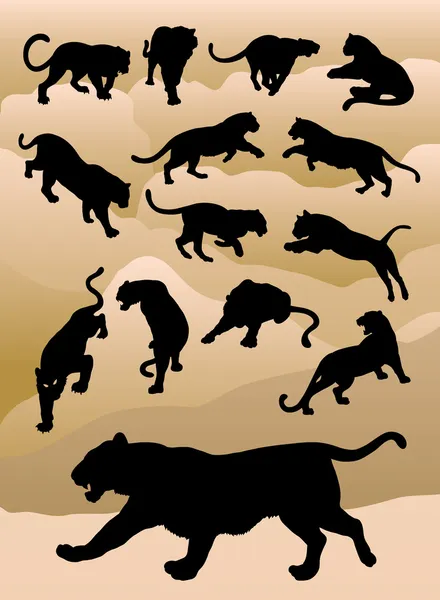 Tijger silhouetten vector — Stockvector