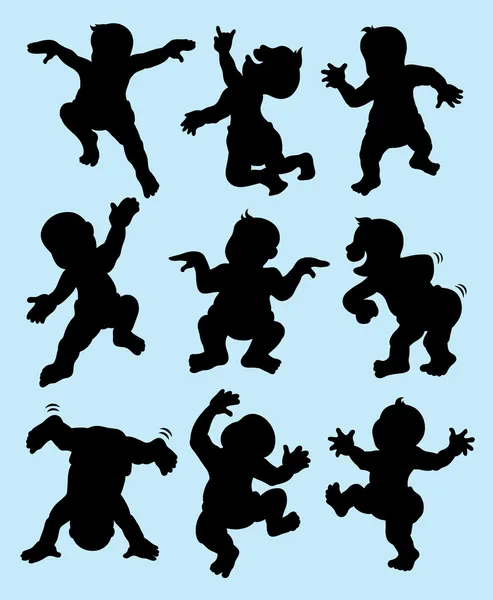 Baby Dancing Silhouettes — Stock Vector