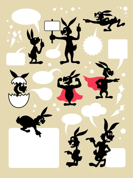 Rabbit Cartoon Symbols — Stock Vector