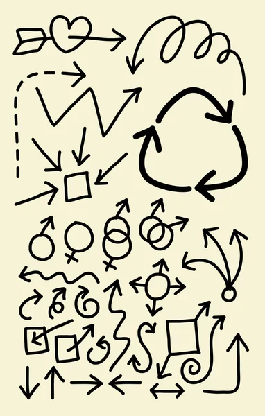 Doodle Símbolos de Flecha — Archivo Imágenes Vectoriales