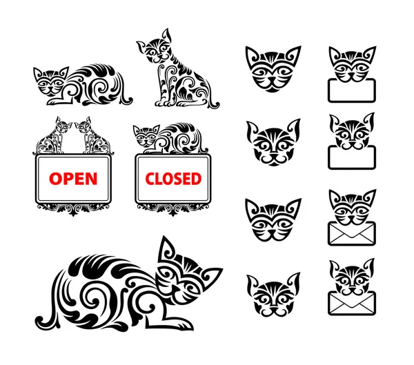猫花卉装饰装饰 — 图库矢量图片