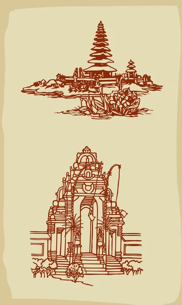 Ilustración del templo balinés — Vector de stock