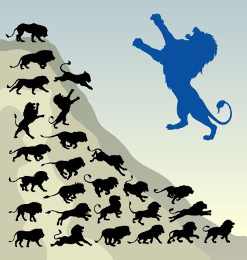 siluetleri çalışan aslan