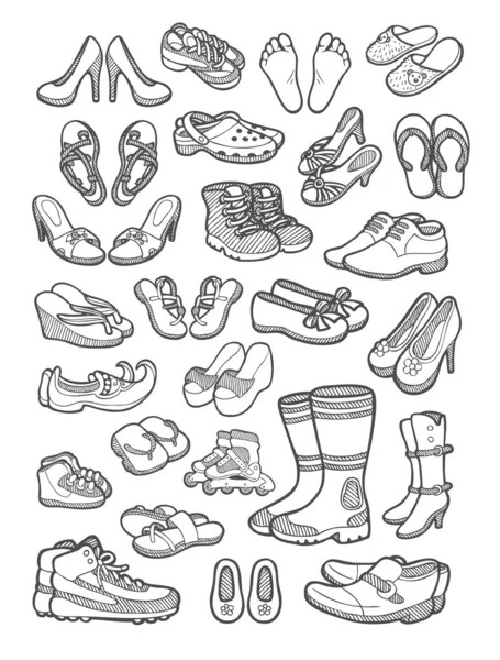 鞋子图标素描 — 图库矢量图片