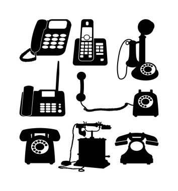 Eski telefon silueti sembol, işaret veya simge için iyi bir kullanım