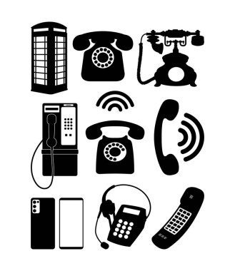 Klasik telefon ve akıllı telefon silueti. istediğiniz herhangi bir tasarım için kullanılabilir.
