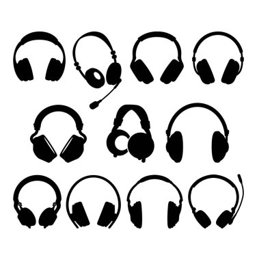 Kulaklık siluetleri, sembol, simge, logo veya istediğiniz herhangi bir tasarım için iyi bir kullanım alanı.