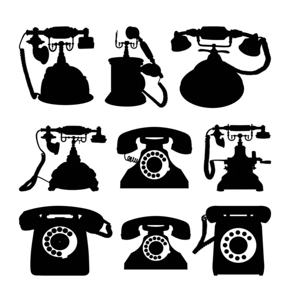 Silhueta Telefone Vintage Bom Uso Para Qualquer Projeto Que Você —  Vetores de Stock