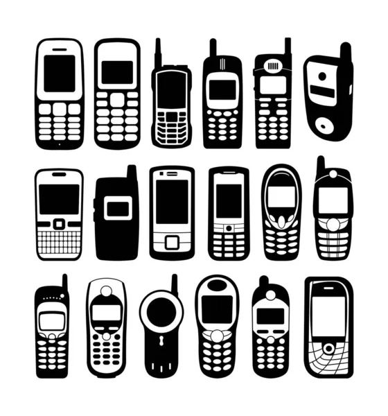 Vintage Handphone Silhouette Illustration Good Use Any Design You Want — Stock Vector